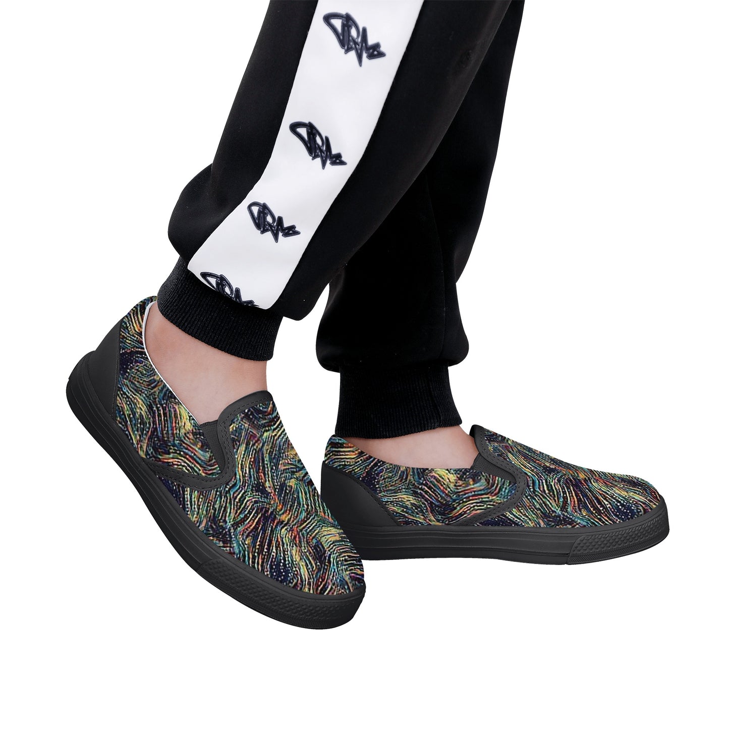 Neon Lines Kids Slip On Shoes