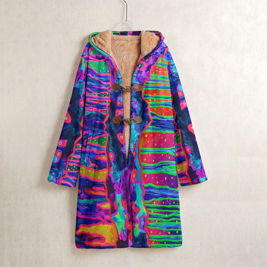 Mystic Cave Horn Button Long Fleece Windbreaker