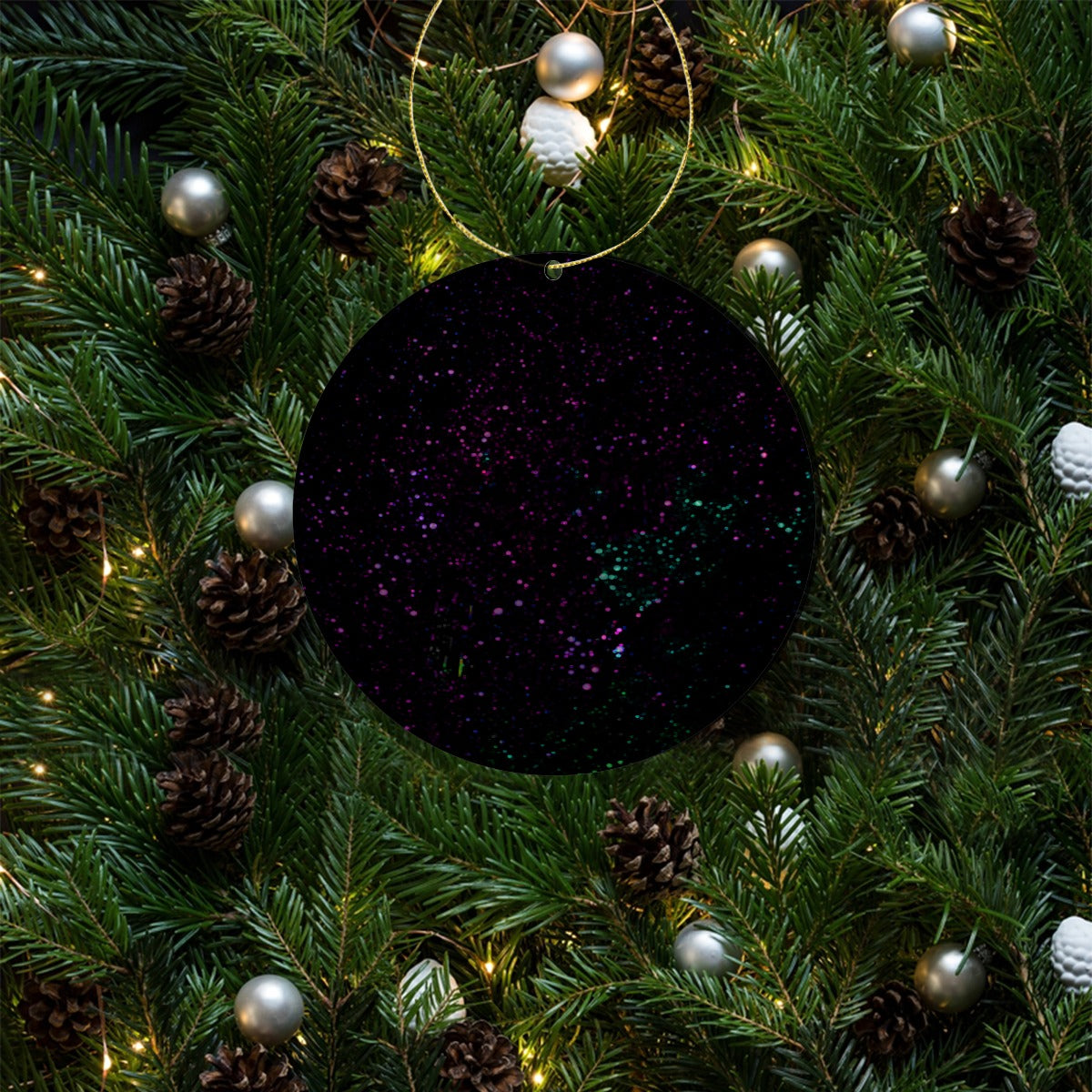 Night Sky Purple Acrylic Pendant With Gold Thread