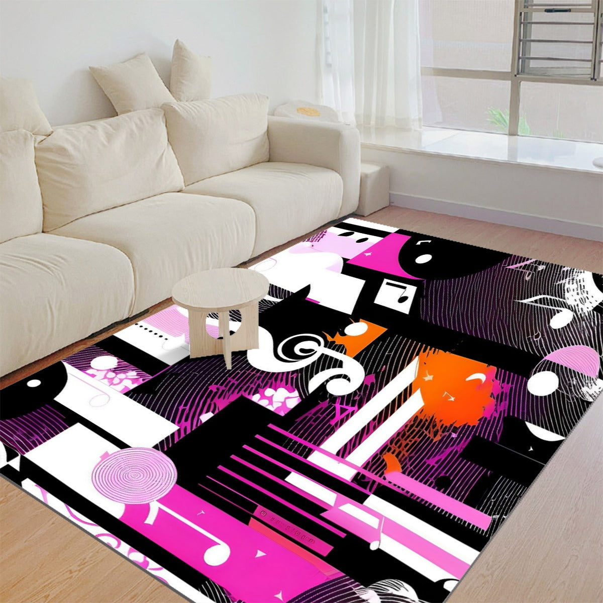 Music Notes pink/purple Foldable Rectangular Thickened Floor Mat