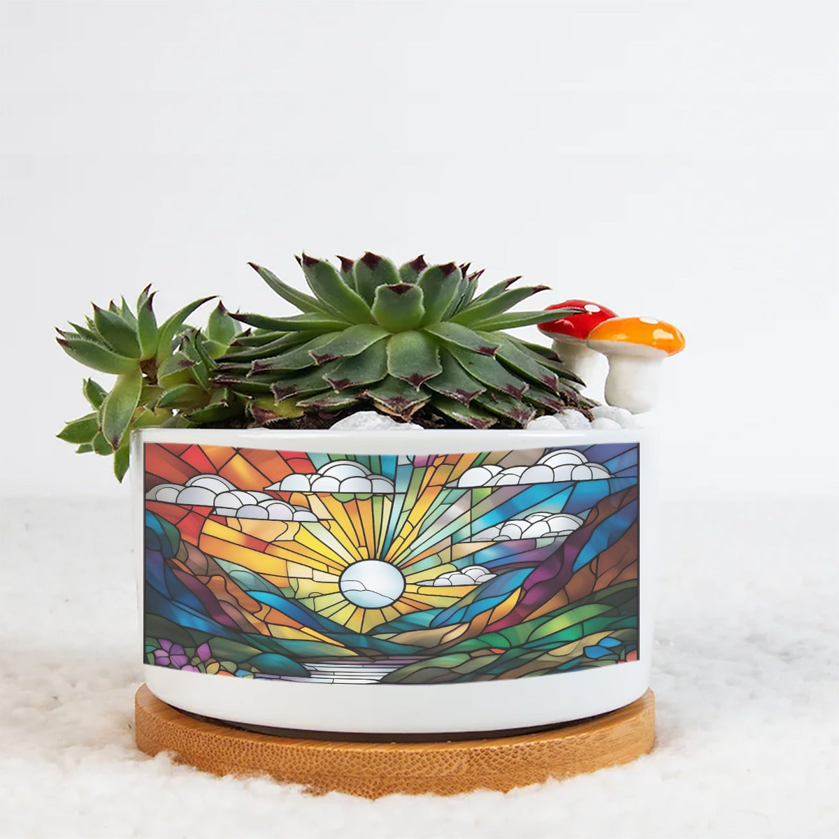 Stained Glass Sunset Flowerpot