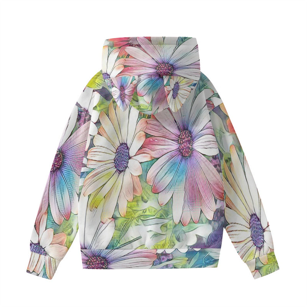 Rainbow Daisies Women’s Hoodie With Decorative Ears