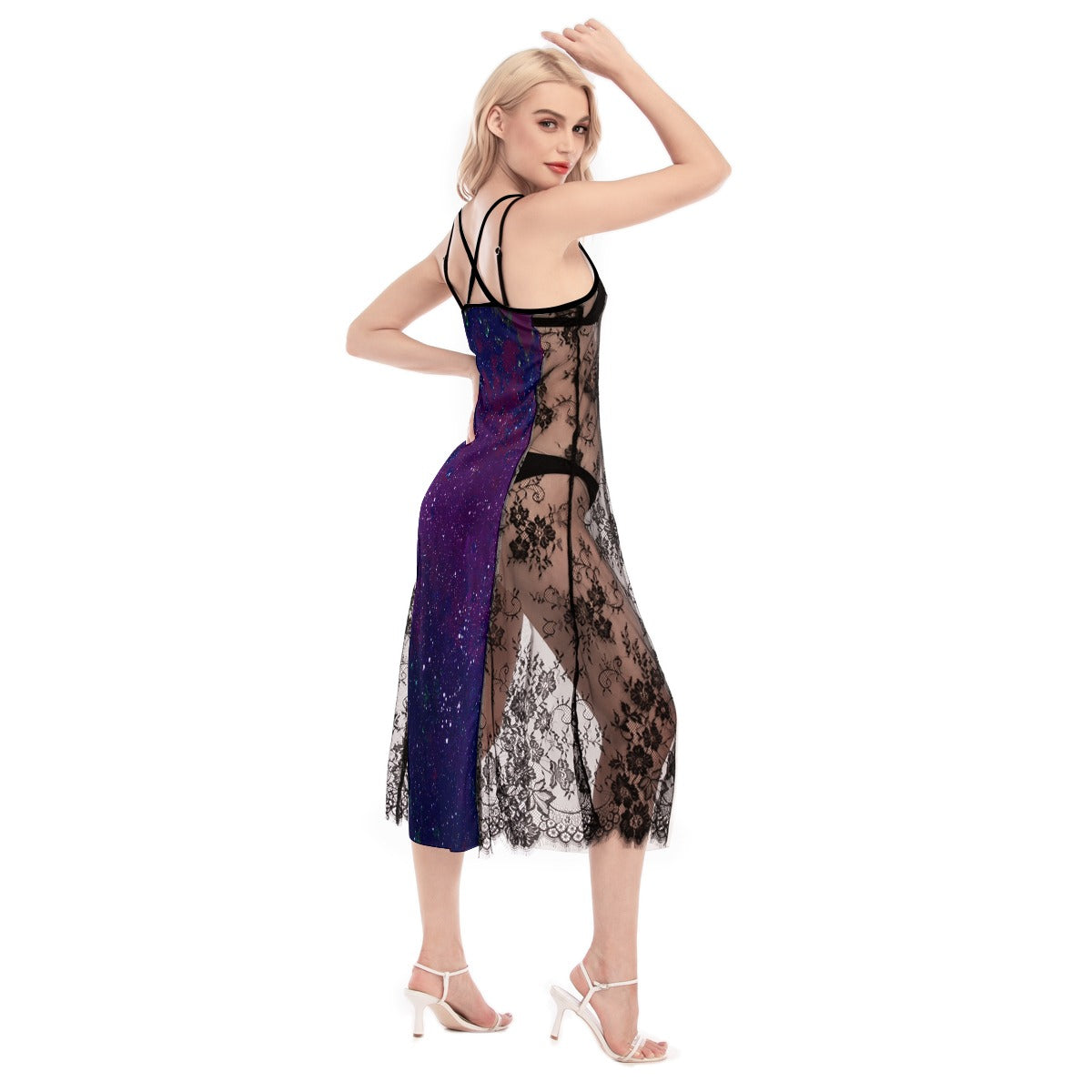 Galactic Atmosphere Women's Lace Cami Cross Back Dress