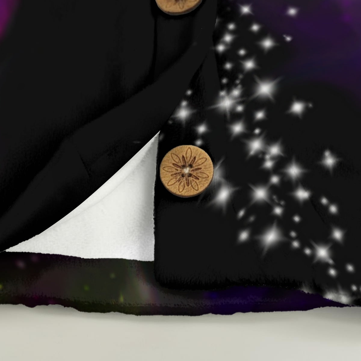 Hot Pink Galaxy/Night Sky Women's Flannel Hoodie with Cat Ears