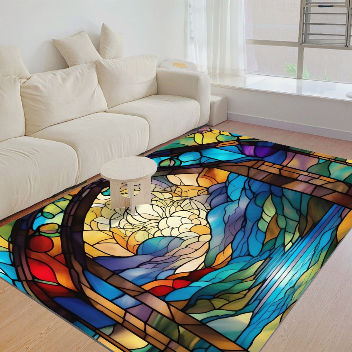 Stained Glass Doorway to Paradise Foldable Rectangular Thickened Floor Mat