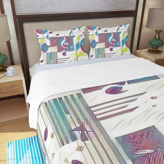 Abstract Music Color Three Piece Duvet Bedding Set