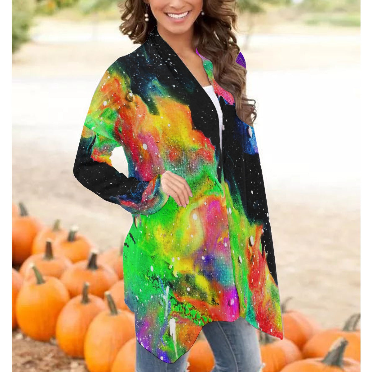 Galactic Rainbow Women's Cardigan With Long Sleeve
