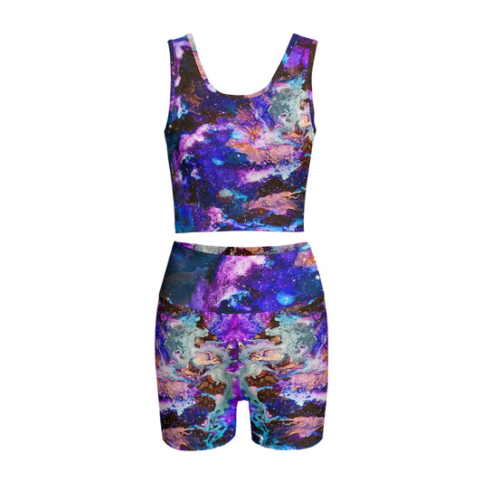 Purple Blue Galaxy Women's Yoga Set