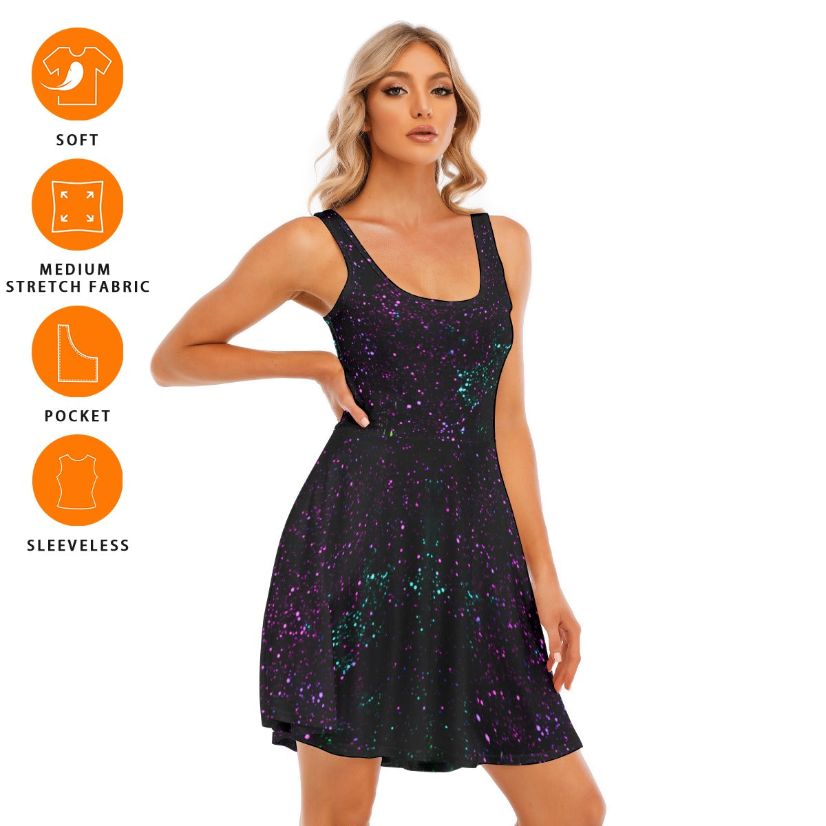 Night Sky Purple Women's Tank Vest Dress