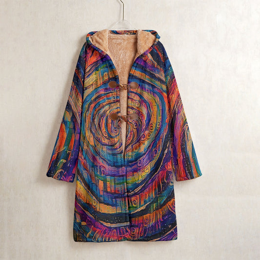 Whirlpool Rainbow Horn Button Long Fleece Windbreaker