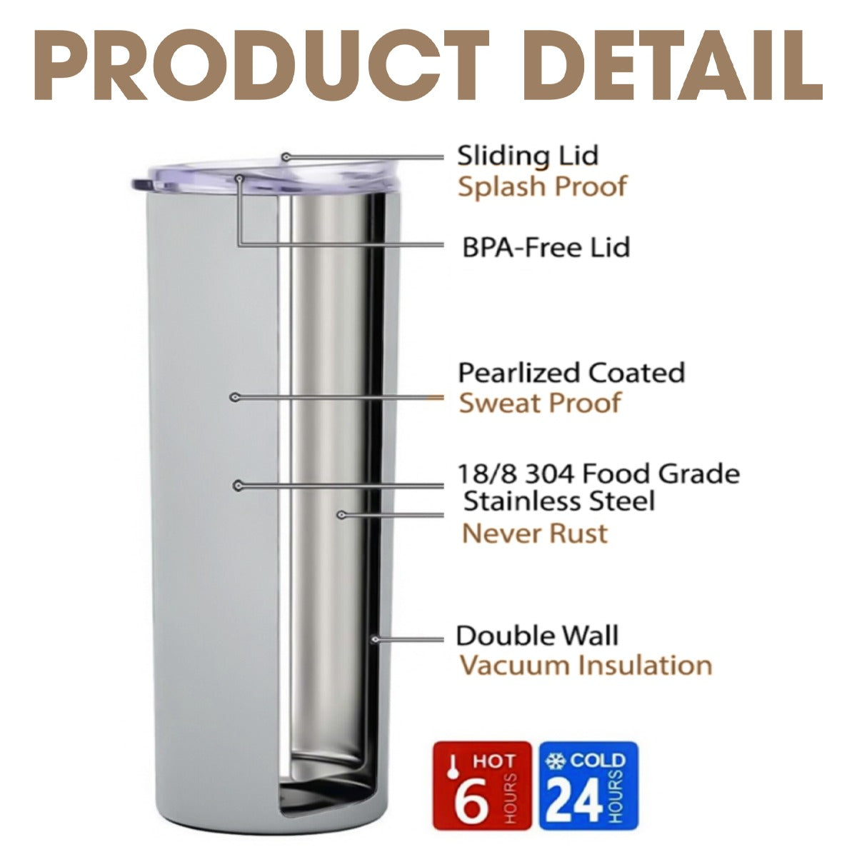 Night Sky Purple 20OZ Straight Cup With Sliding Lid For The USA