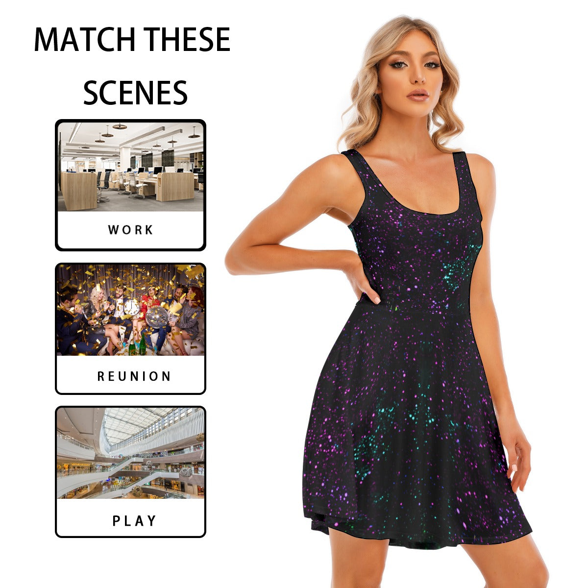 Night Sky Purple Women's Tank Vest Dress