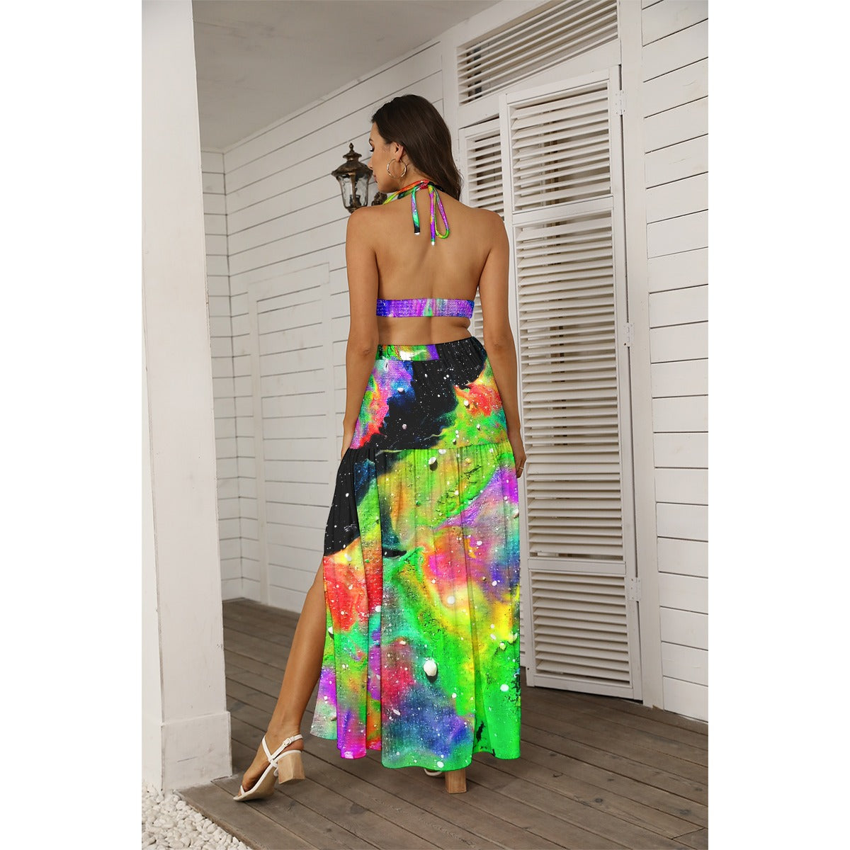 Galactic Rainbow Women's Tie Back Wrap Dress