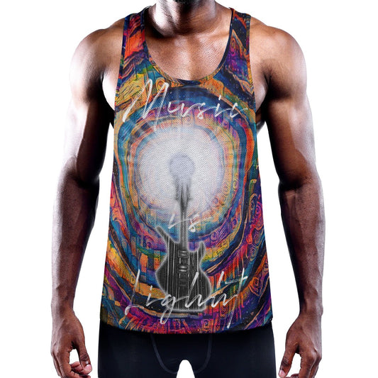 Music is Light/ Galactic Whirlpool Men's Slim Y-Back Muscle Tank Top