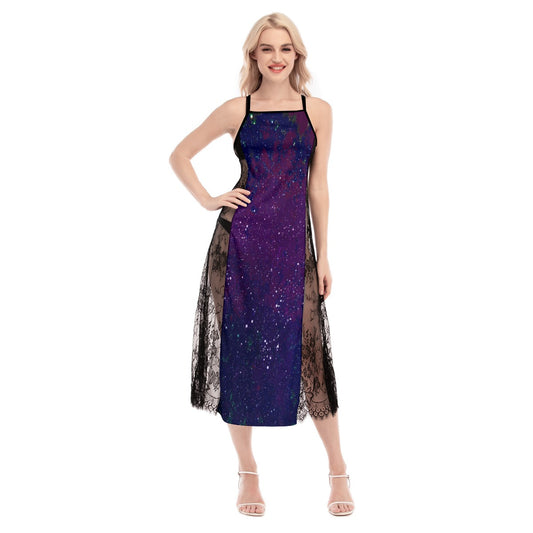 Galactic Atmosphere Women's Lace Cami Cross Back Dress