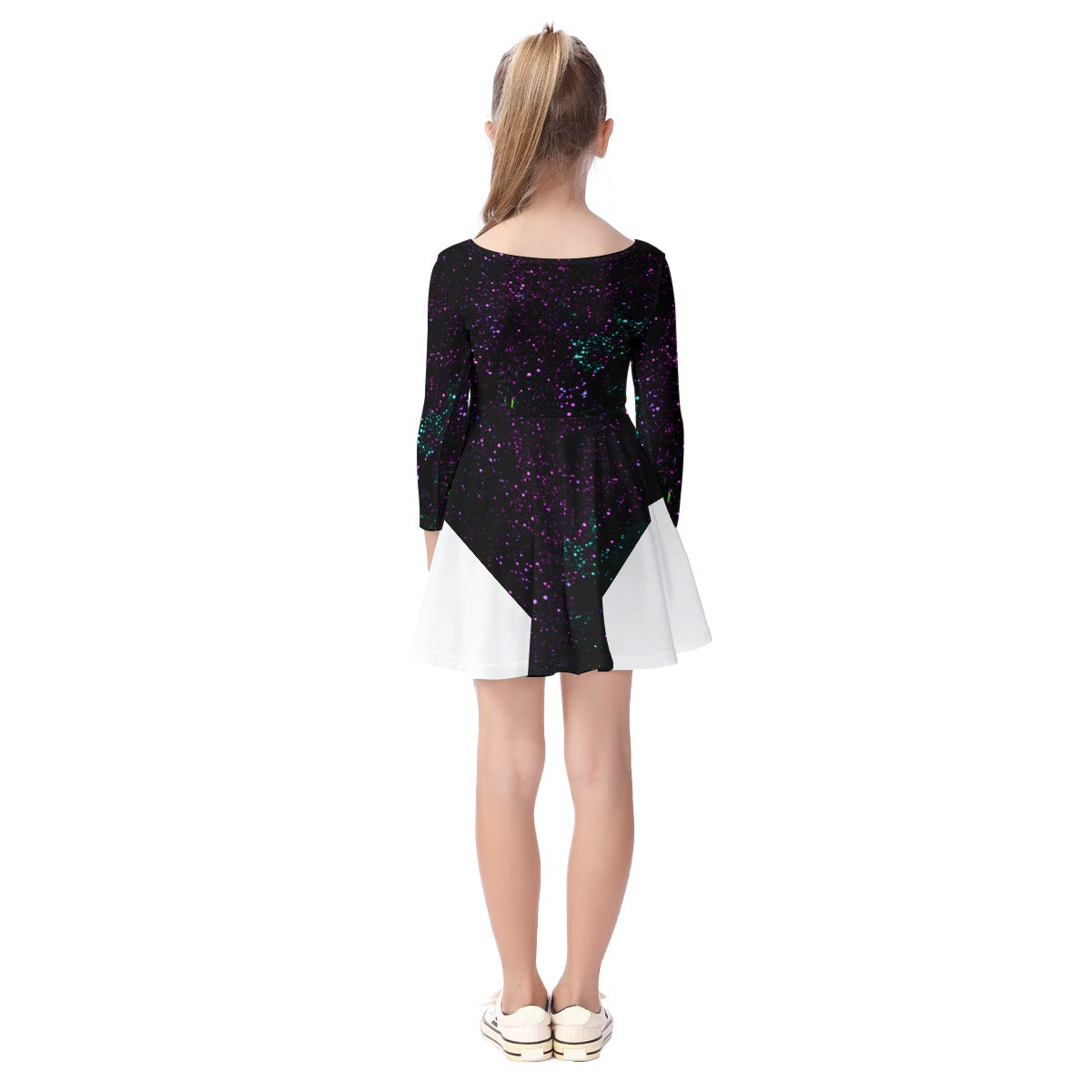Night Sky Purple Kid's Long Sleeve Dress