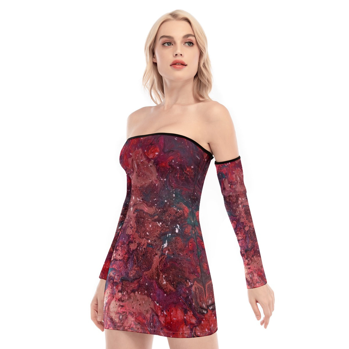 Heaven Meets Universe Red Women's Off-shoulder Back Lace-up Dress