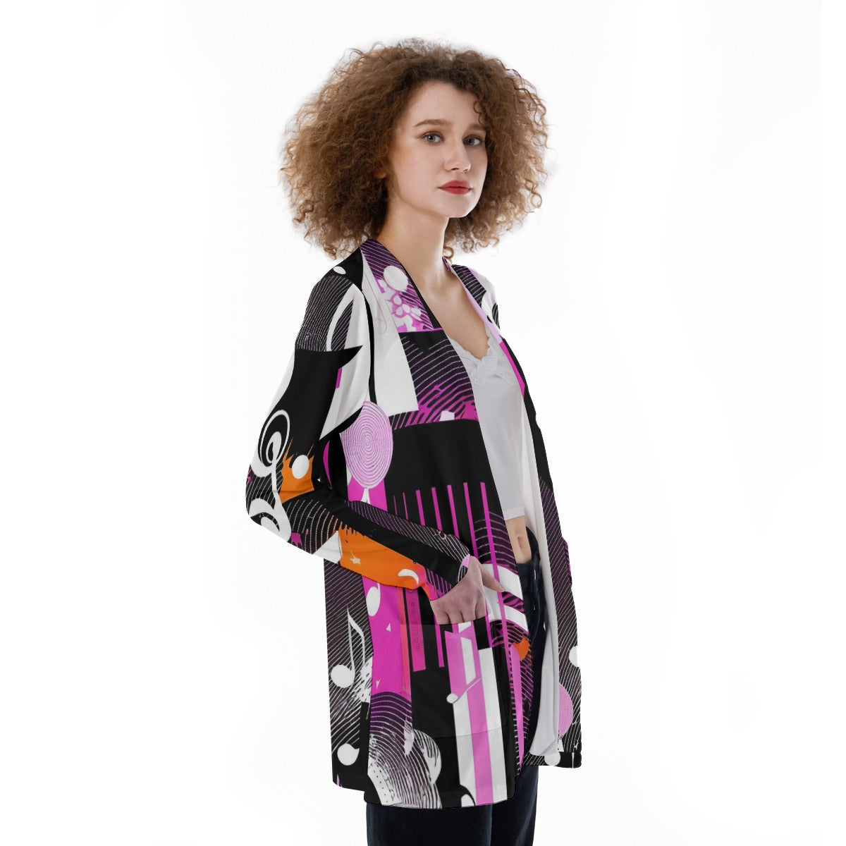 Music Notes Pink/Purple Women's Cover With Pocket