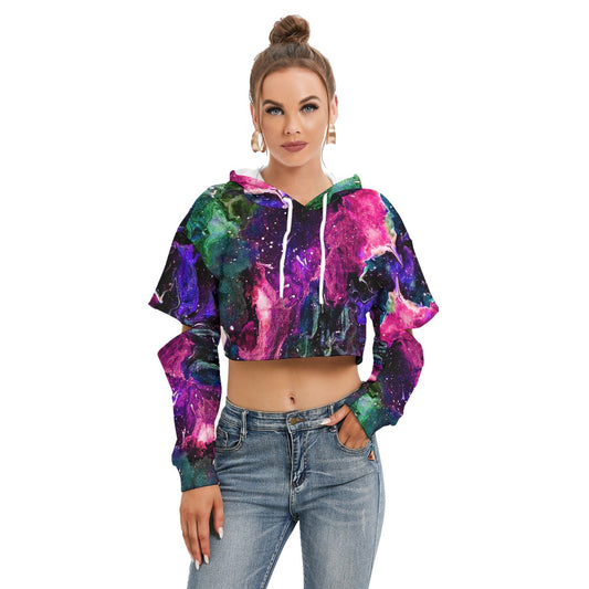 Galactic Clouds Women's Heavy Fleece Hoodie With Hollow Out Sleeve