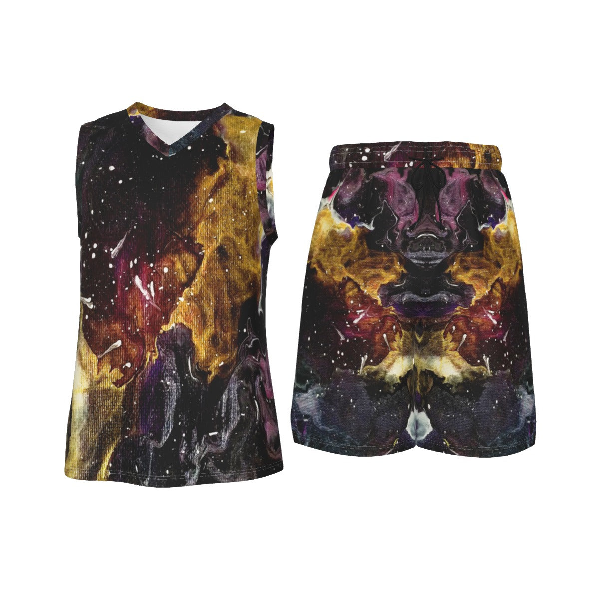 Galactic Clouds Men's V Neck Basketball Suit