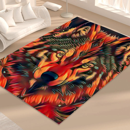 Fiery Wolf Foldable Rectangular Floor Mat