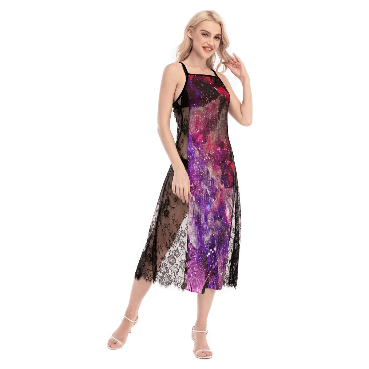 Galactic Love Women's Lace Cami Cross Back Dress