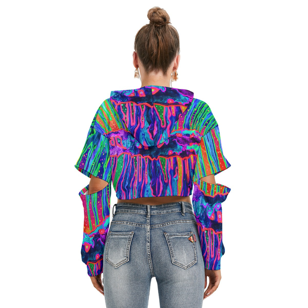 Mystic Cave Women's Heavy Fleece Hoodie With Hollow Out Sleeve