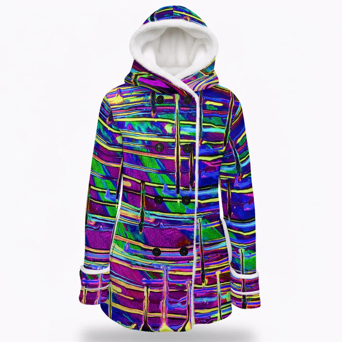 Drip Women's Hooded Double-Breasted Winter Coat With Fleece