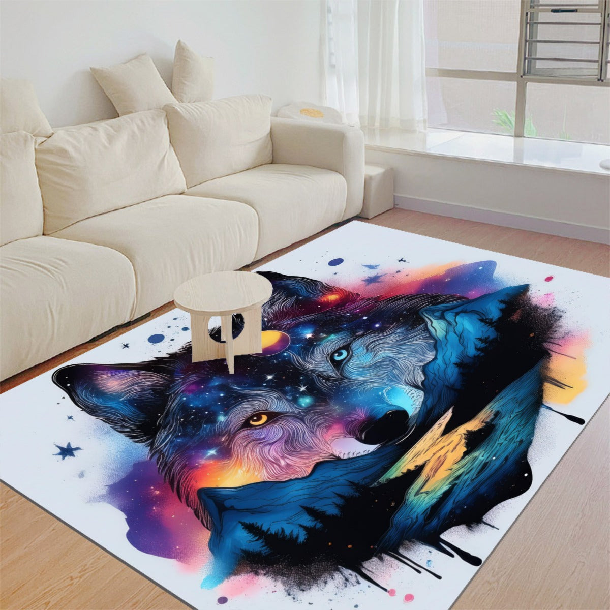 Galactic River Wolf Foldable Rectangular Thickened Floor Mat
