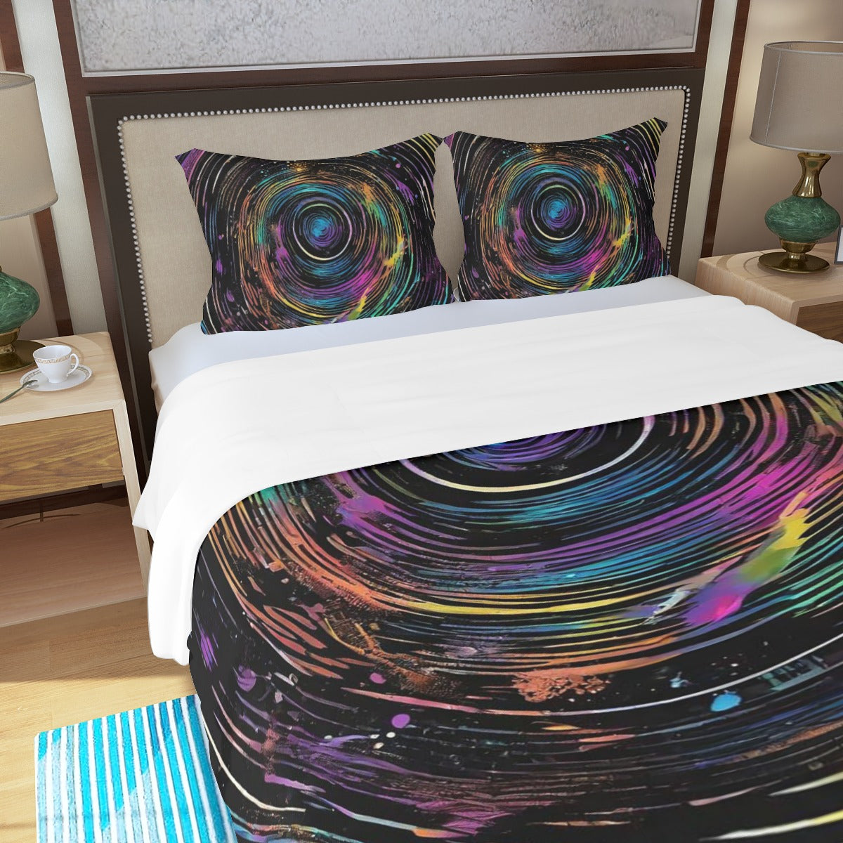 Psychedelic Spiral Three Piece Duvet Bedding Set