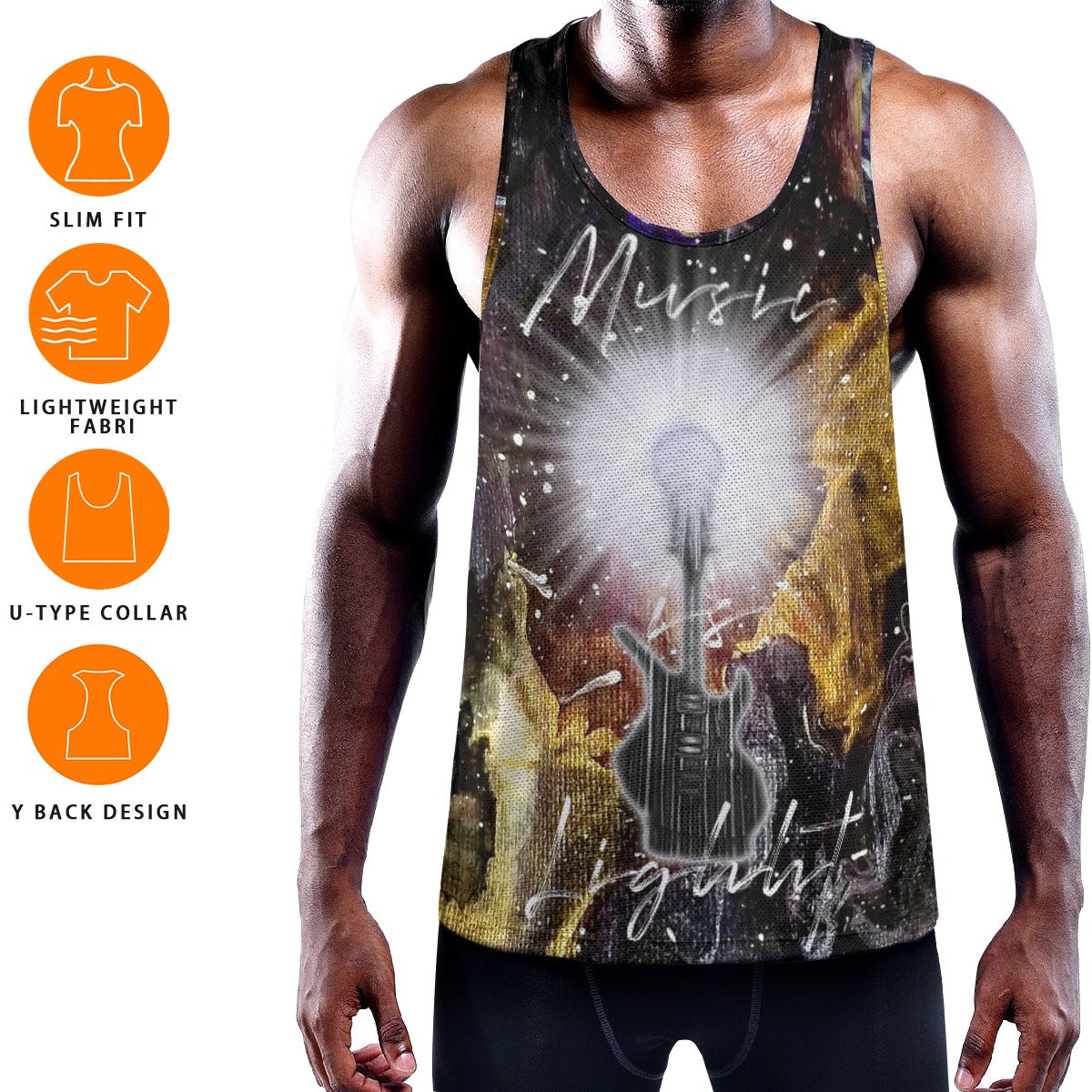 Music is Light Men's Slim Y-Back Muscle Tank Top