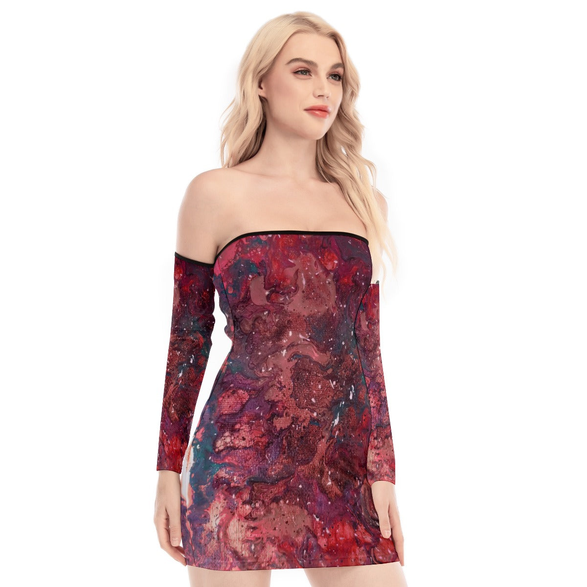 Heaven Meets Universe Red Women's Off-shoulder Back Lace-up Dress