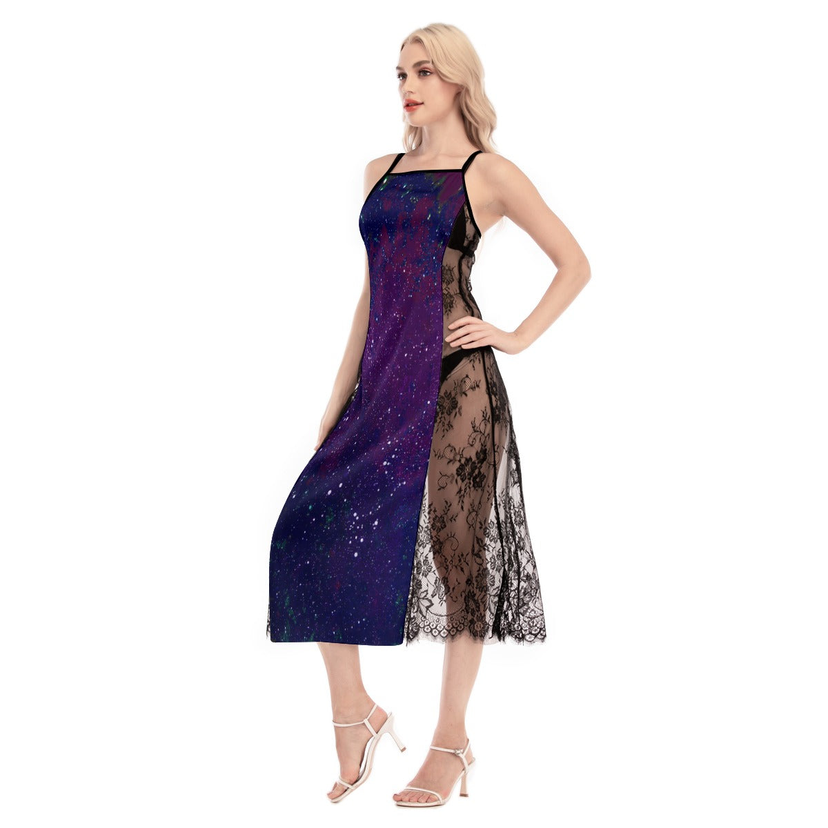 Galactic Atmosphere Women's Lace Cami Cross Back Dress