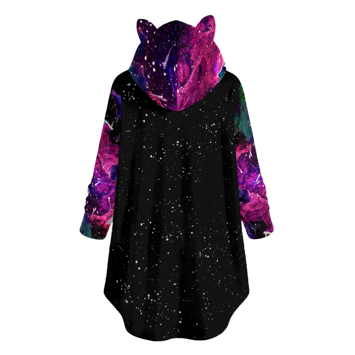 Galactic Clouds/Night Sky Women's Flannel Hoodie with Cat Ears