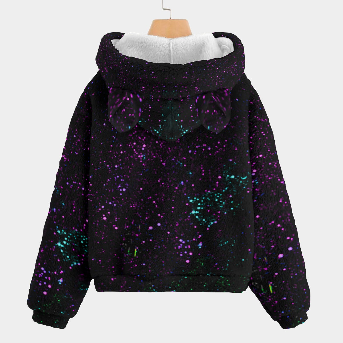 Night Sky Purple Kid’s Borg Fleece Sweatshirt With Ear