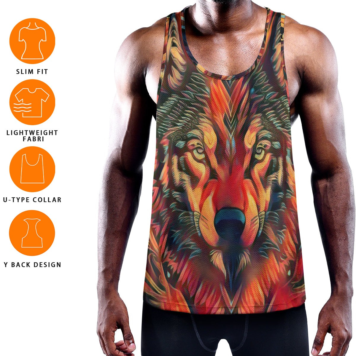 Fiery Wolf Men's Slim Y-Back Muscle Tank Top