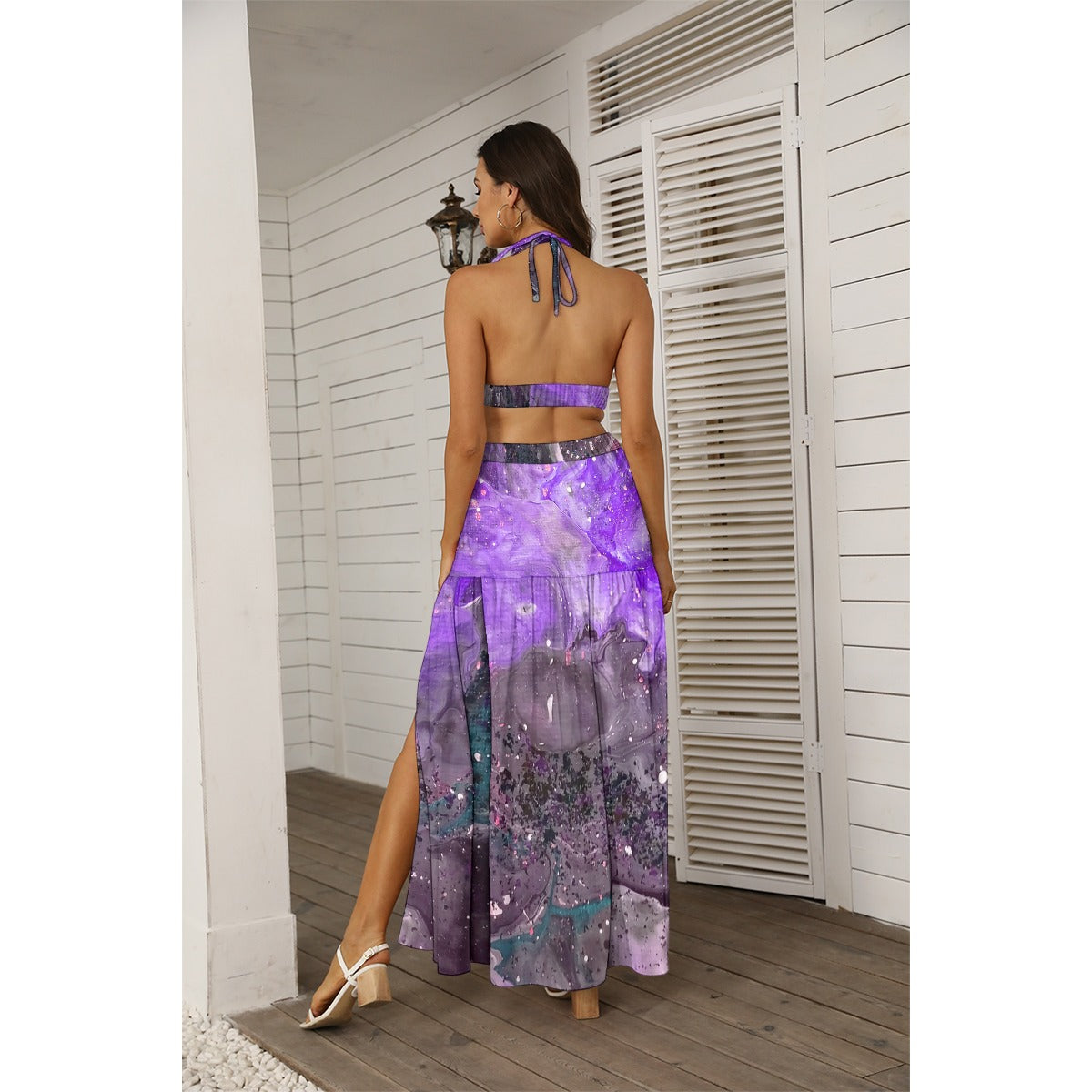 Galactic Flower Women's Tie Back Wrap Dress