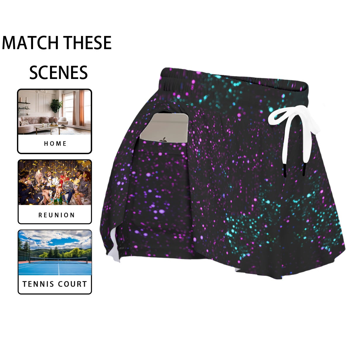 Night Sky Purple Women's Sport Skorts With Pocket