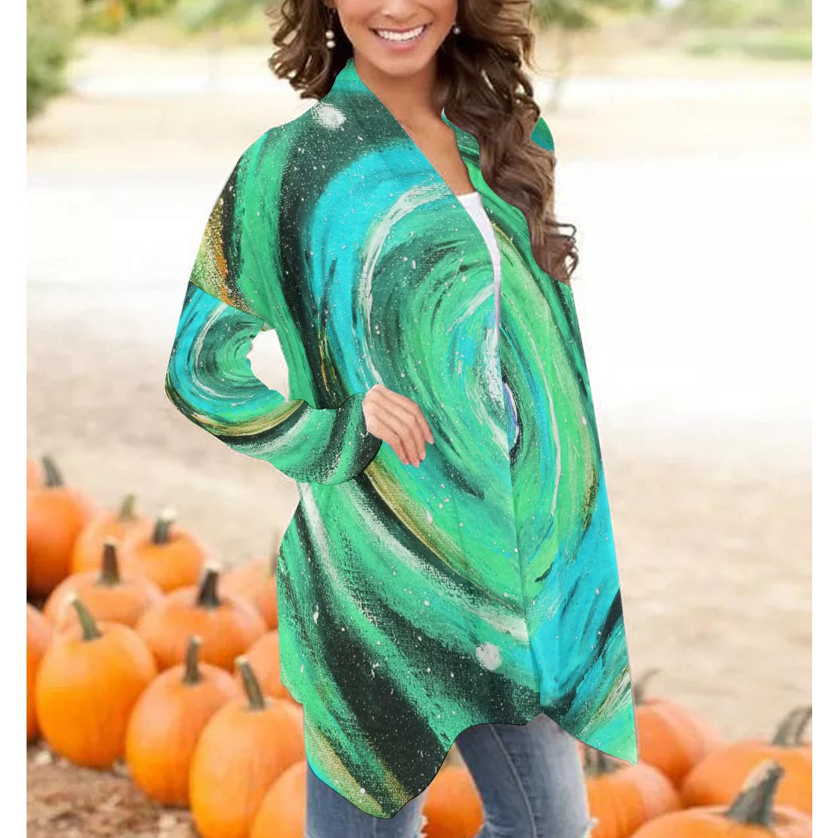 Infinite Teal Women's Cardigan With Long Sleeve