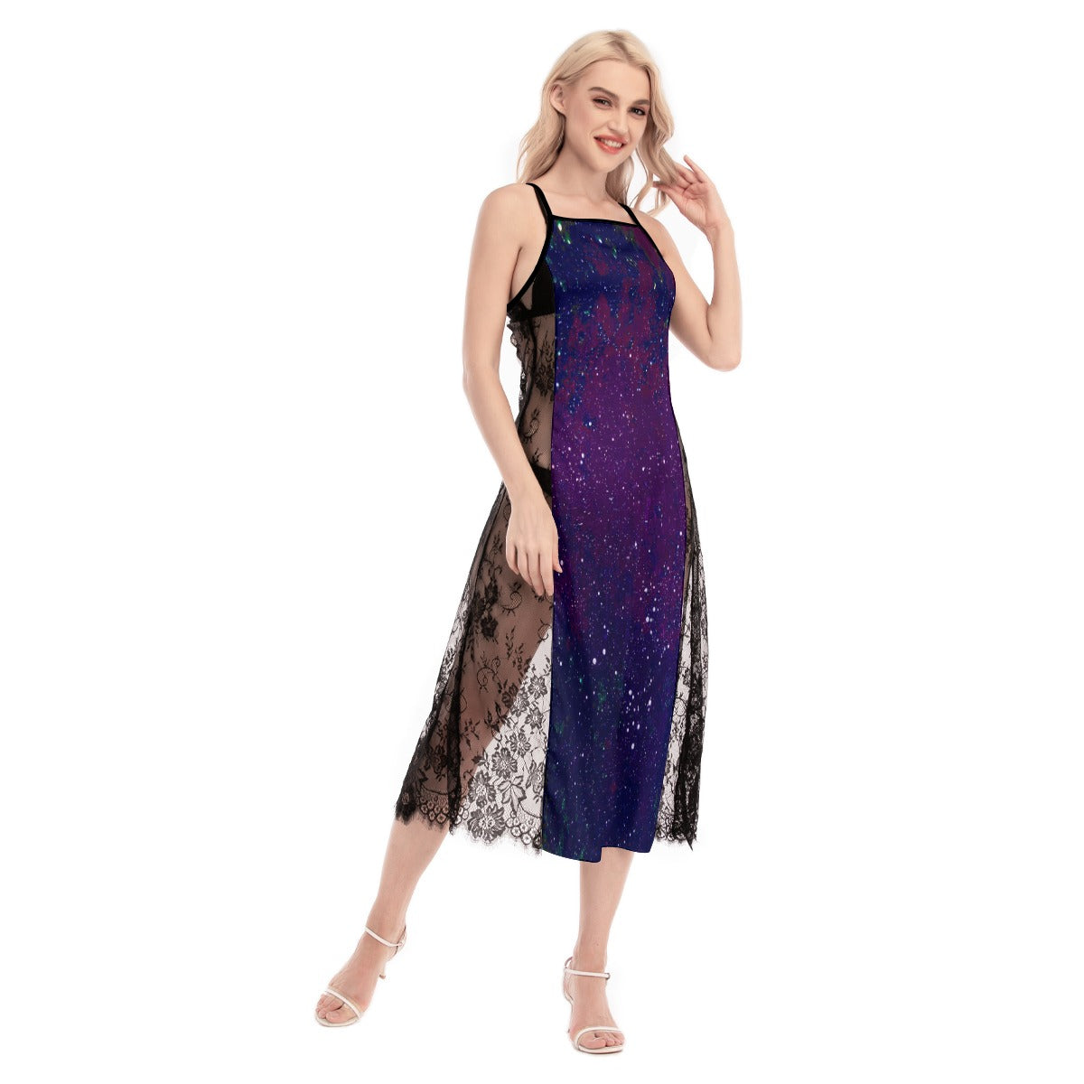 Galactic Atmosphere Women's Lace Cami Cross Back Dress