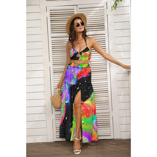 Galactic Rainbow Women's Tie Back Wrap Dress