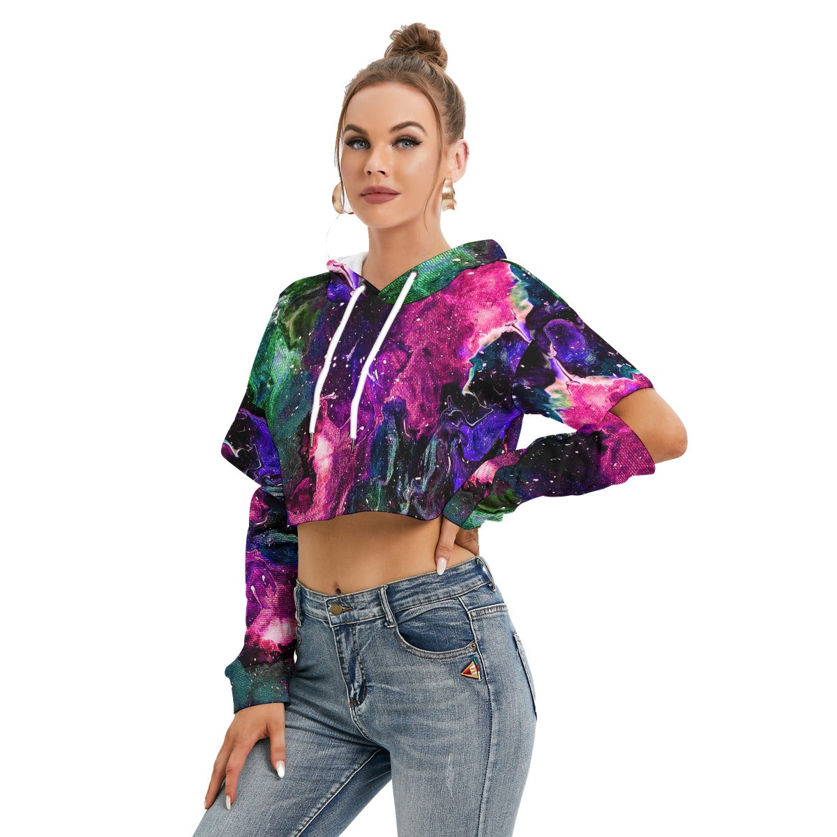 Galactic Clouds Women's Heavy Fleece Hoodie With Hollow Out Sleeve