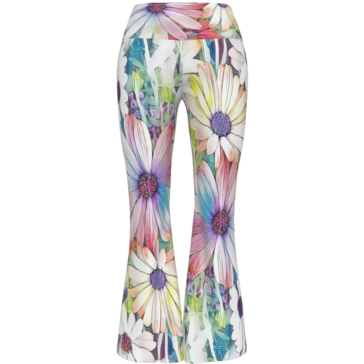 Colorful Flower Power  Women's Flare Yoga Pants