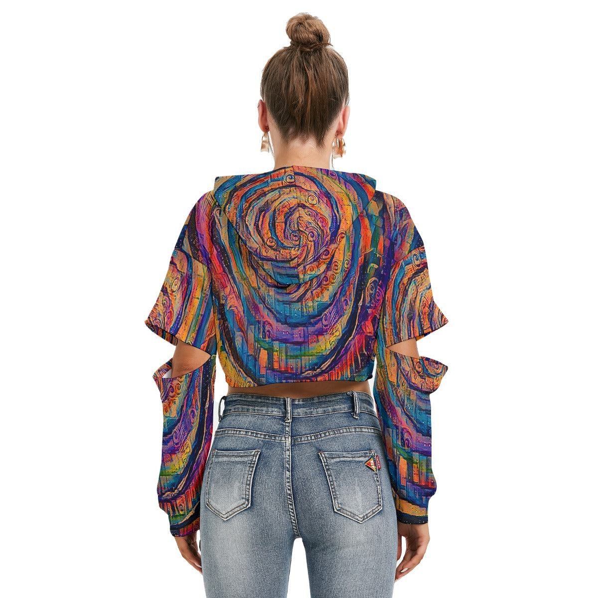 Galactic Whirlpool Women's Heavy Fleece Hoodie With Hollow Out Sleeve