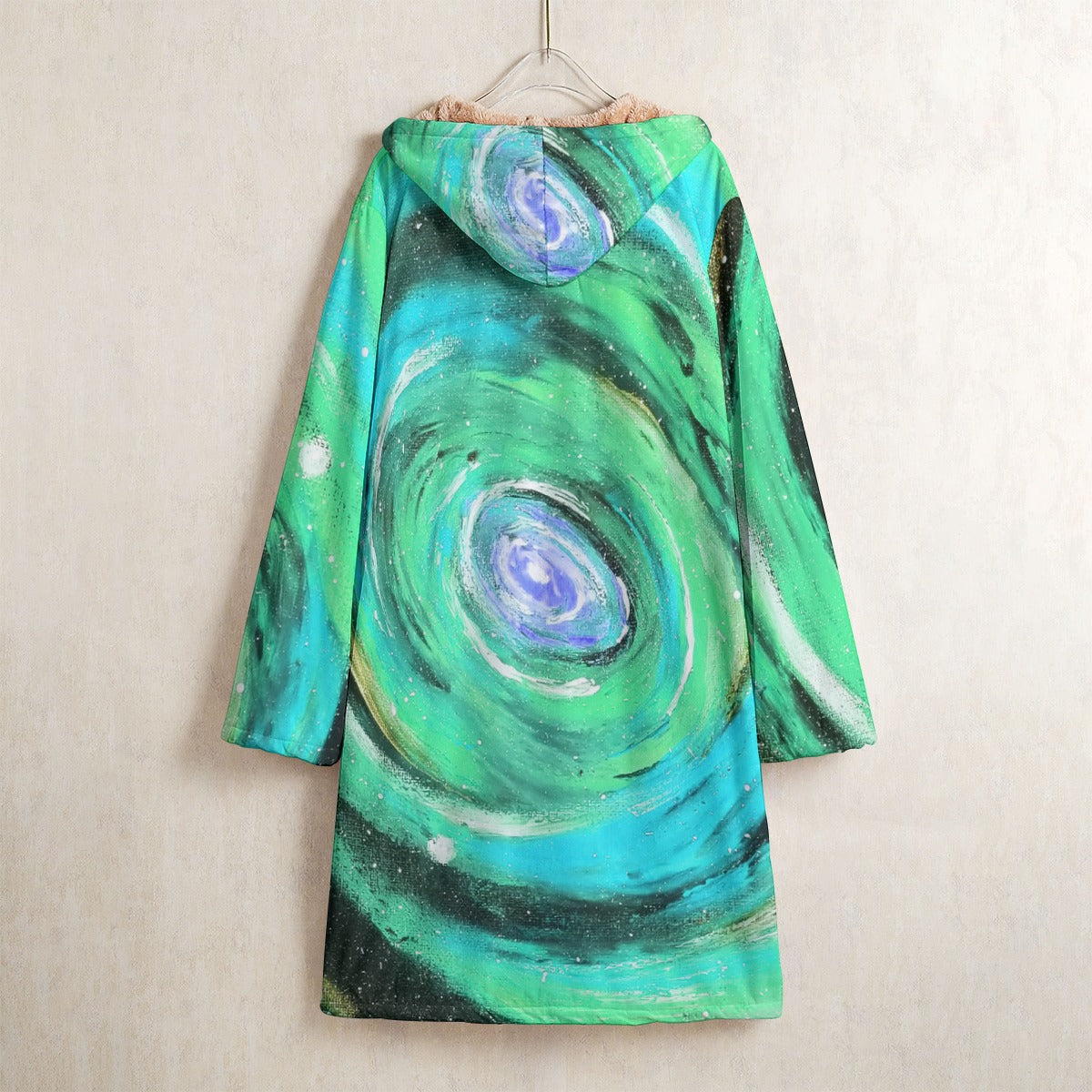 Infinity Teal Horn Button Long Fleece Windbreaker