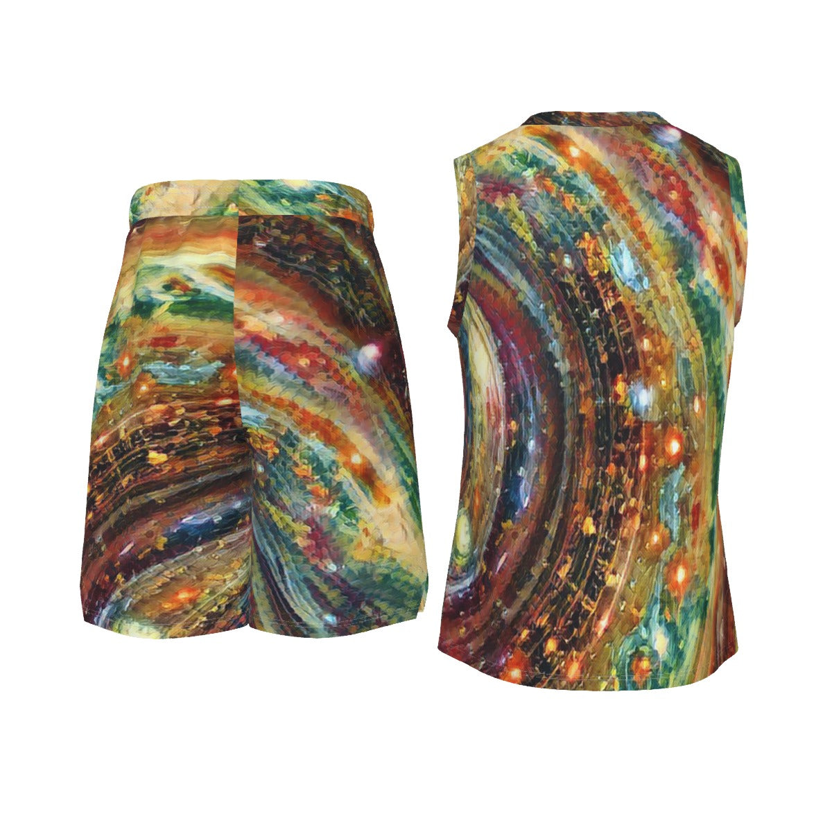 Galactic Swirls Men's V Neck Basketball Suit