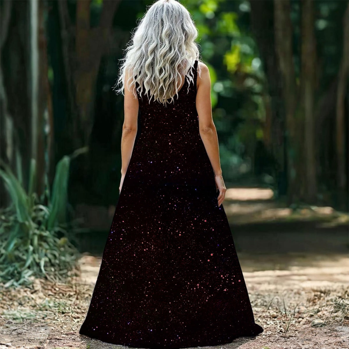 Galactic Atmosphere Sunset Women’s Sleeveless Maxi Dress
