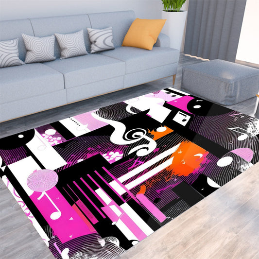 Music Notes pink/purple Foldable Rectangular Thickened Floor Mat