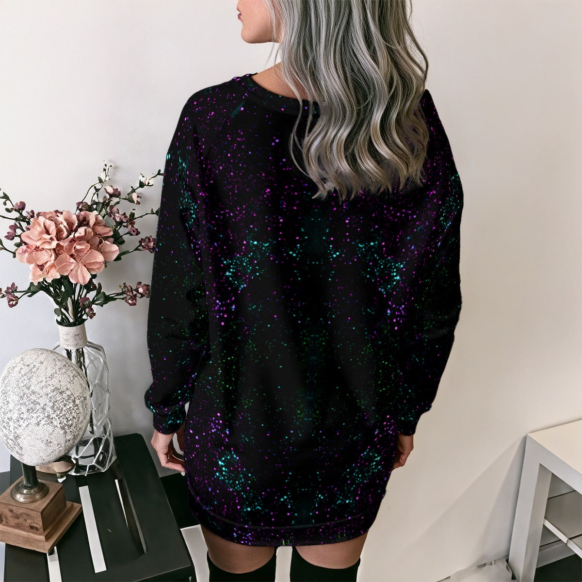Night Sky Purple Women's Lace-Up Sweatshirt