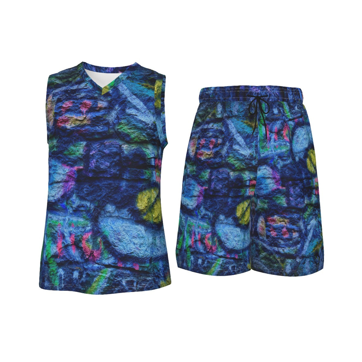 Graffiti Men's V Neck Basketball Suit